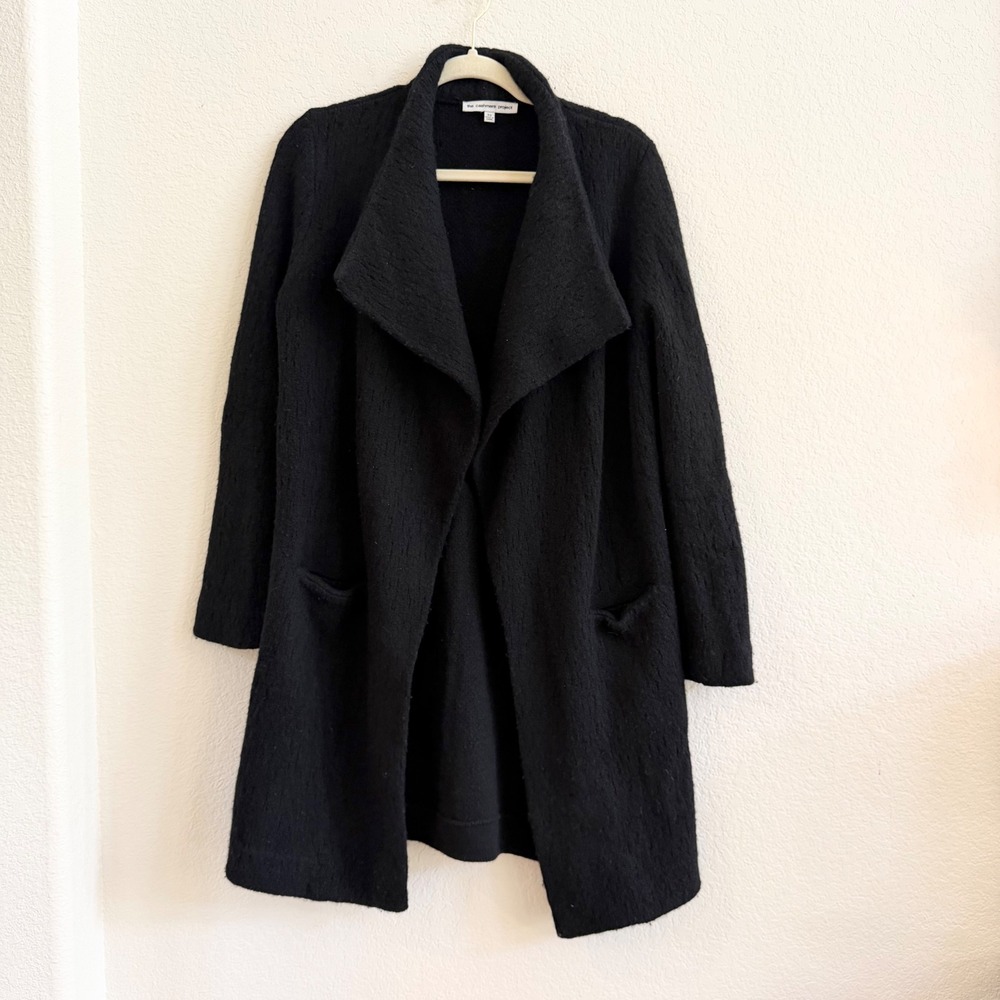 The Cashmere Project Black 100% Cashmere Draped Open Front Cardigan Coat XS